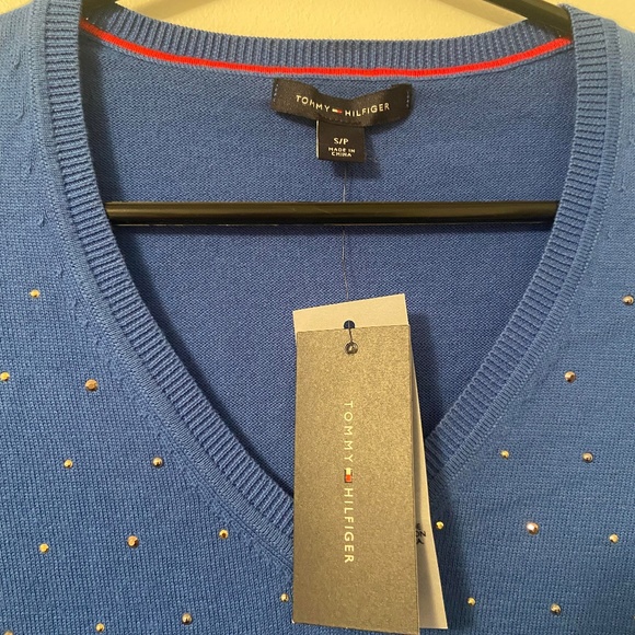 NWT TOMMY HILFIGER COBALT BLUE COTTON KNIT LONG SLEEVE SWEATER PREPPY ACADEMIA - Picture 5 of 6